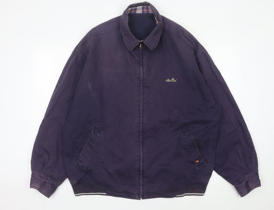 Ellesse Men's Purple Cotton Basic Jacket L Vintage Casual Zip