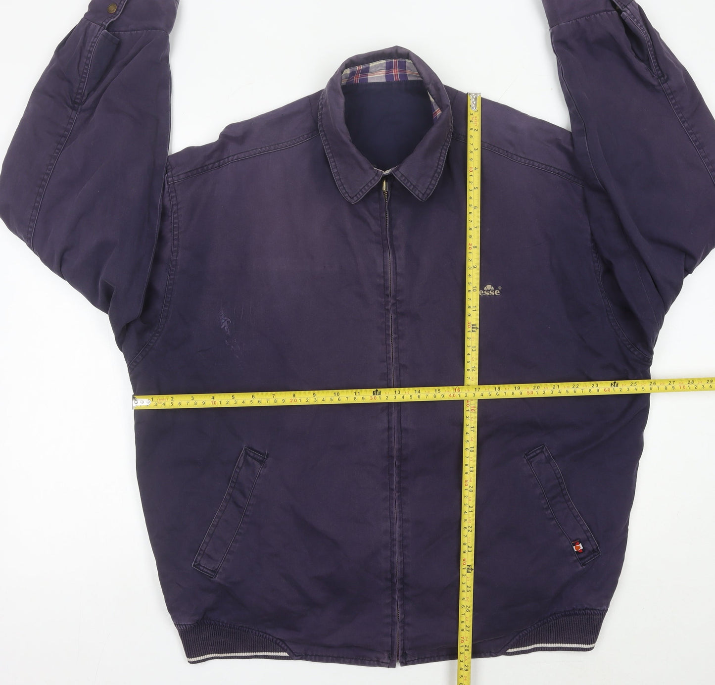 Ellesse Men's Purple Cotton Basic Jacket L Vintage Casual Zip