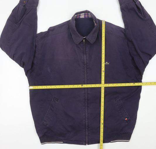 Ellesse Men's Purple Cotton Basic Jacket L Vintage Casual Zip