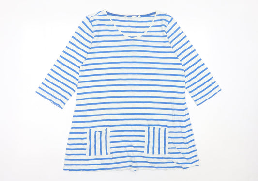 Seasalt Cornwall Women Blue Striped Cotton Tunic Top Size 10