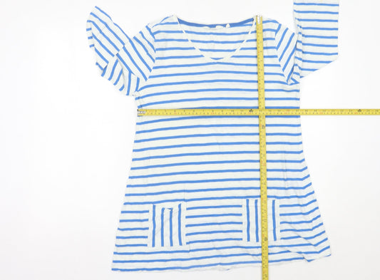 Seasalt Cornwall Women Blue Striped Cotton Tunic Top Size 10