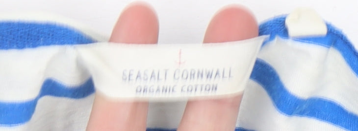 Seasalt Cornwall Women Blue Striped Cotton Tunic Top Size 10