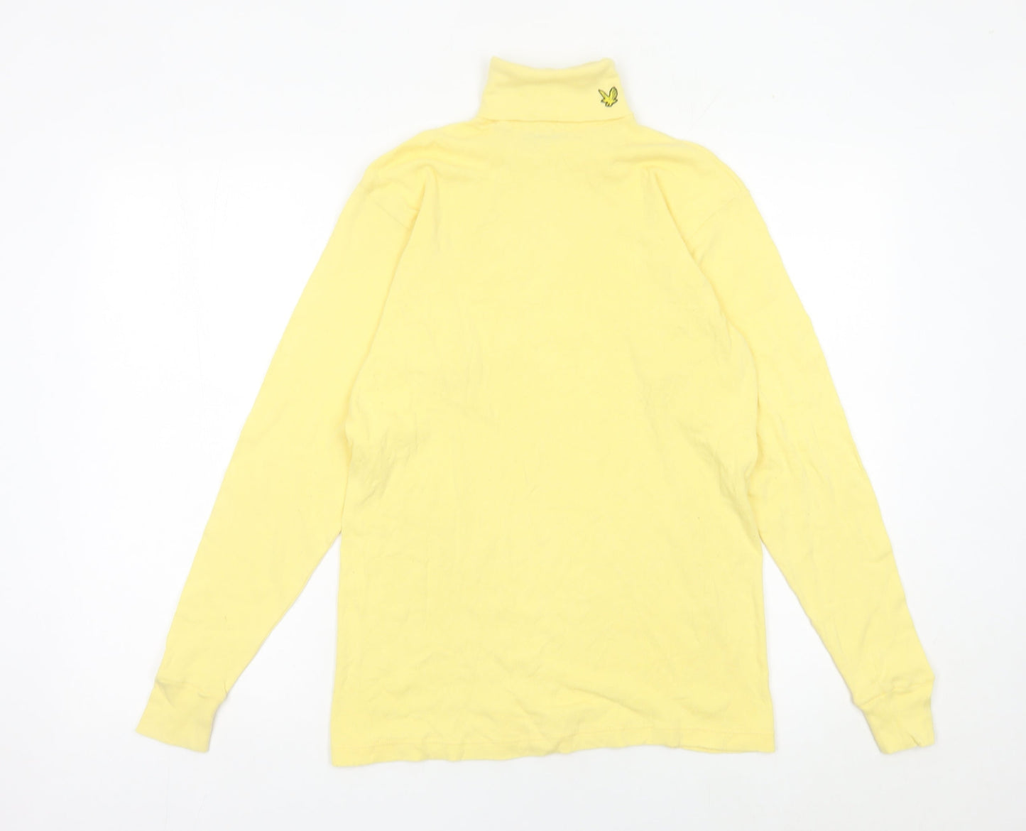 Lyle & Scott Men’s Yellow Roll Neck Cotton Jumper Size M Long Sleeve