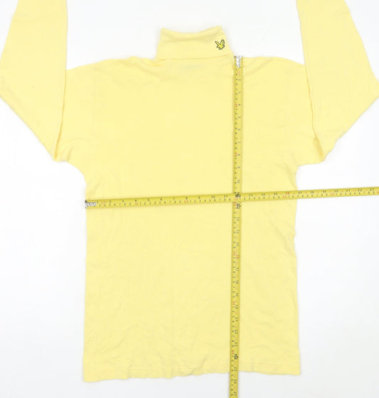 Lyle & Scott Men’s Yellow Roll Neck Cotton Jumper Size M Long Sleeve
