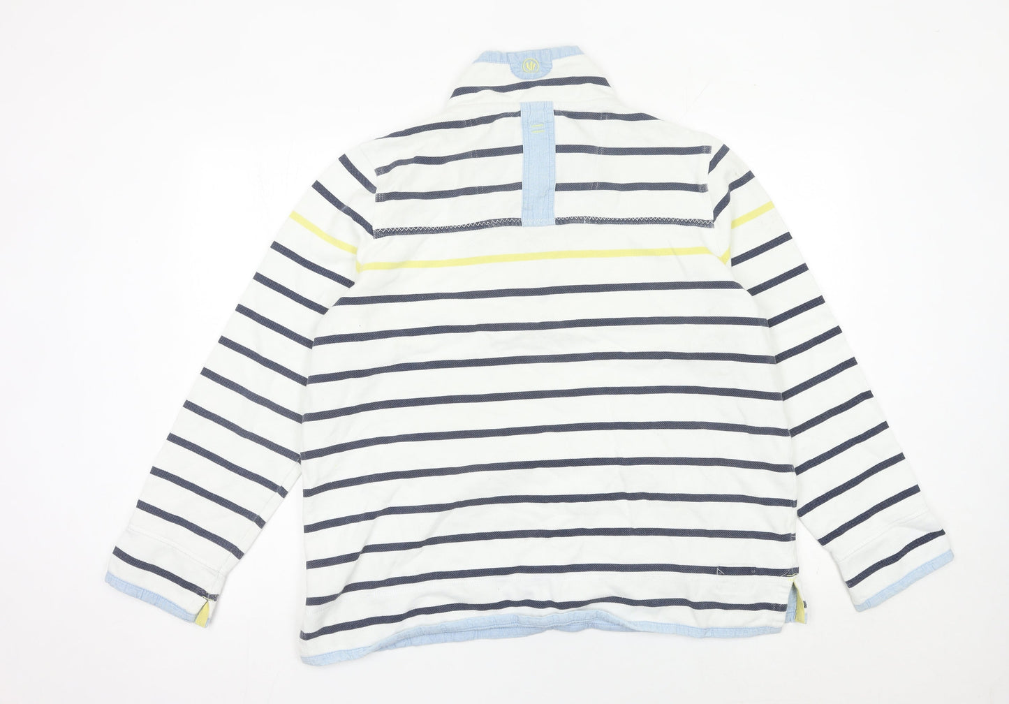 Fat Face Womens White Striped 1/4 Zip Cotton Sweatshirt Size 18
