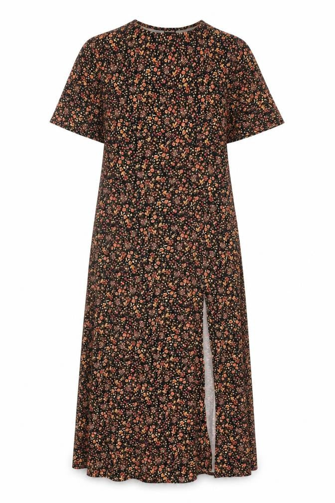 New Look Womens Black Floral Midi Shift Dress Size 6