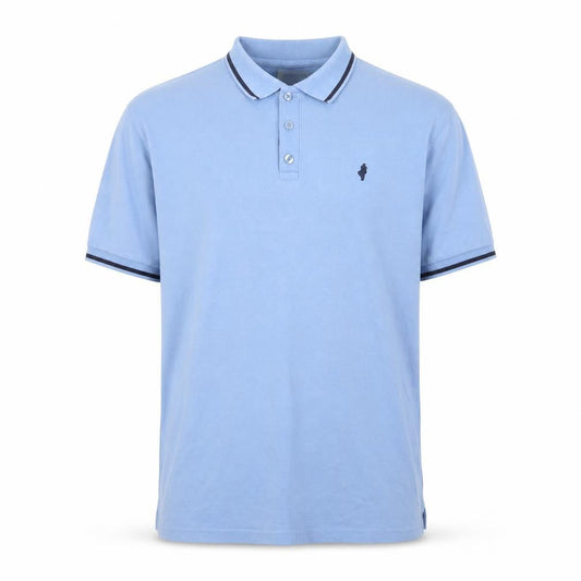 MCS Men’s Blue Cotton Polo Shirt Size L Short Sleeve Classic