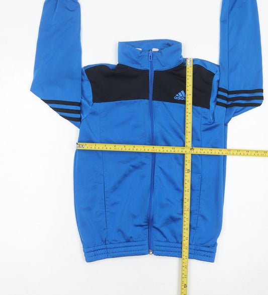 Adidas Boys Blue Track Jacket 11-12 Years Full Zip Sports Top