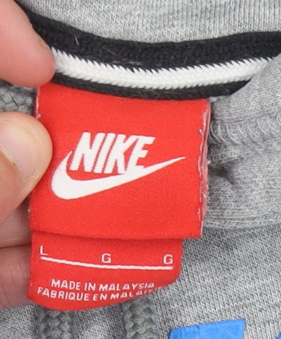 Nike Men’s Grey Pullover Hoodie L Logo Sportswear