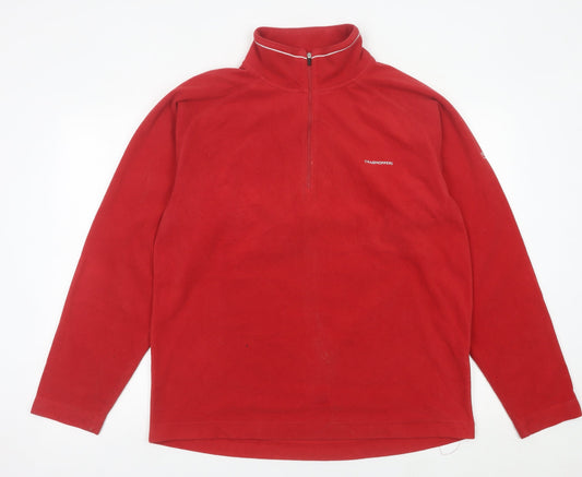 Craghoppers Mens Red Fleece Sweatshirt L Quarter Zip Outdoor Pullover