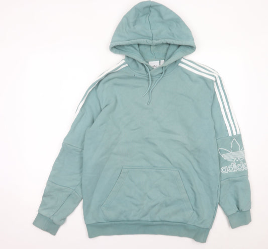 Adidas Womens Green Hoodie Pullover M Logo Sports Casual
