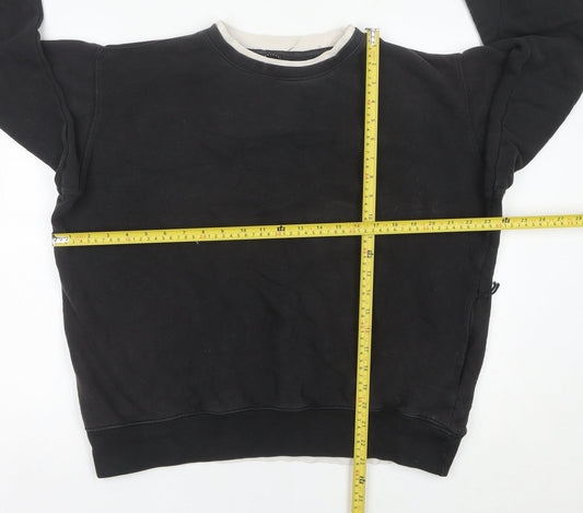 Pull&Bear Mens Black Small Sweatshirt Crew Neck Long Sleeve Pullover