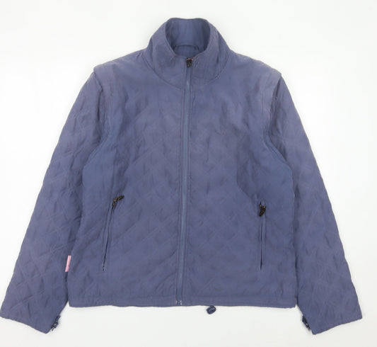 Joules Women’s Blue Quilted Jacket Size 14 Zip Pockets Lightweight