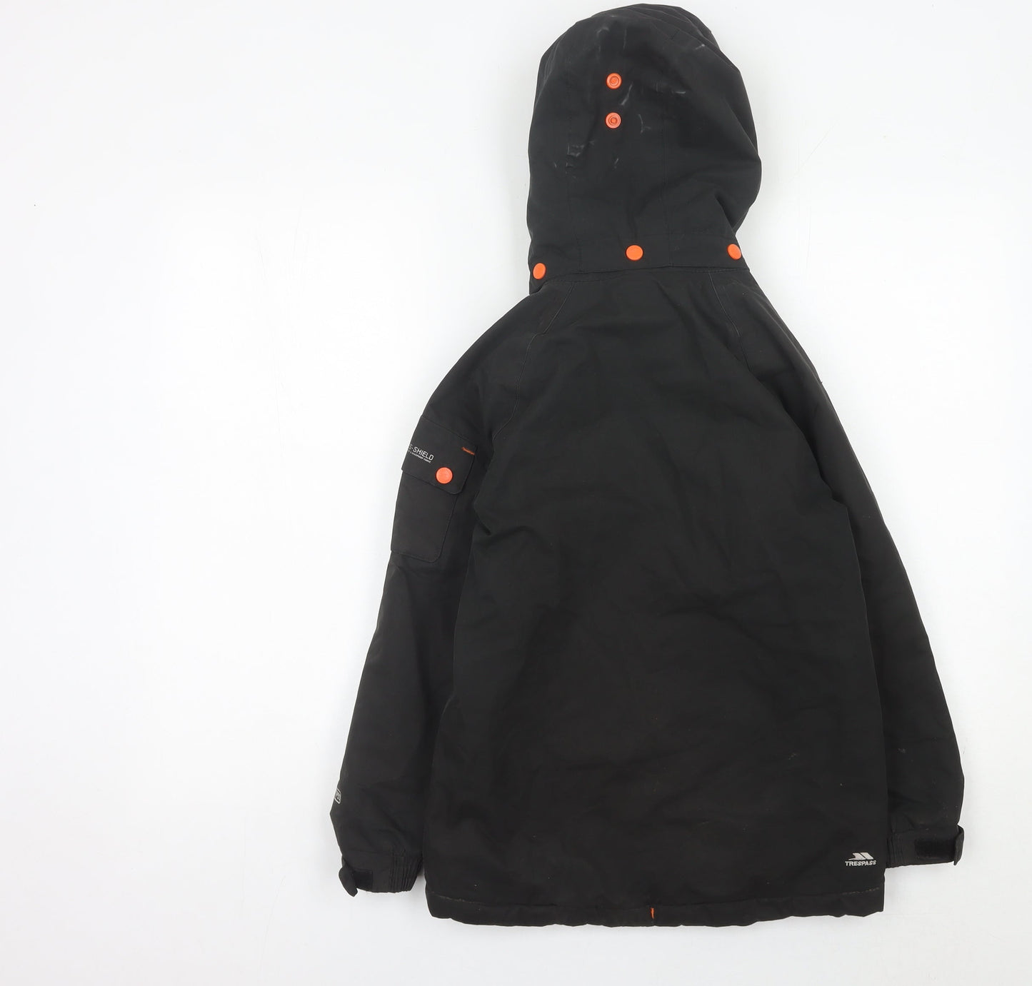 Trespass Boys Black Parka Jacket Age 7-8 Waterproof Hooded Winter Coat