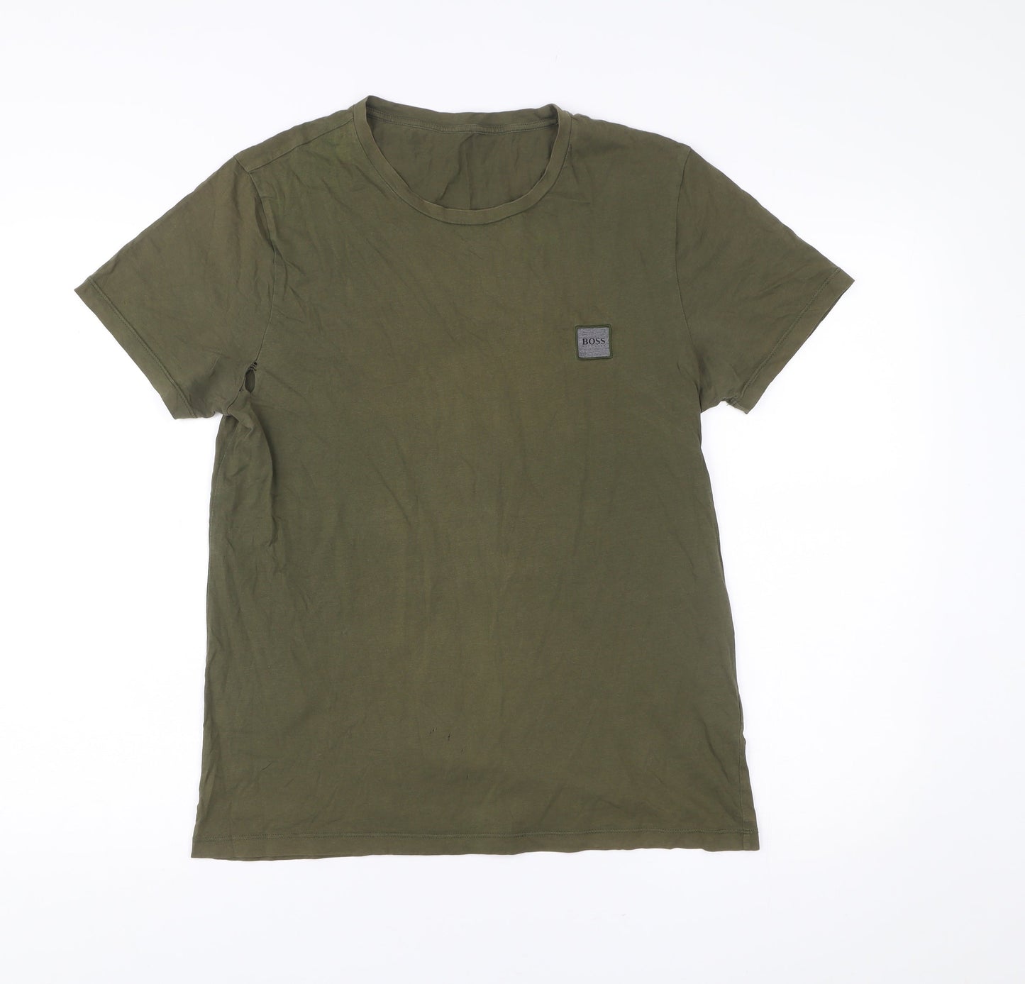 Hugo Boss Men's Green Cotton Jersey Logo T-Shirt Size L Regular Fit