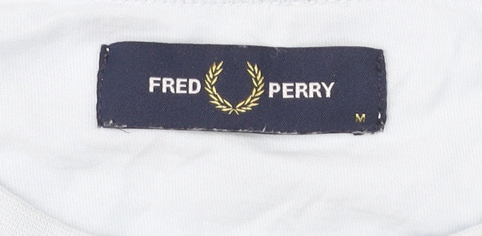 Fred Perry Men's White M Crew Neck Cotton T-Shirt with Logo