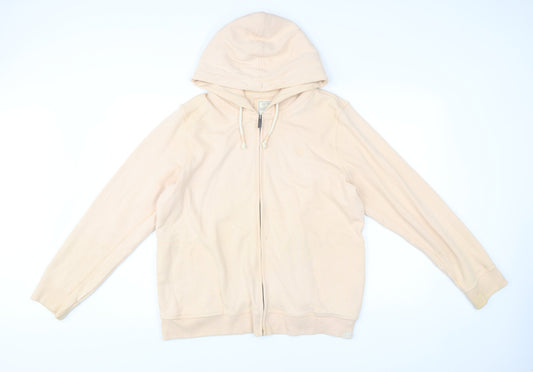 Fat Face Mens Beige Full Zip Hoodie Size L Cotton Blend Hooded Sweatshirt