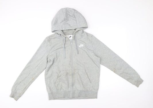 Nike Men’s Grey S Full Zip Hoodie Sweatshirt with Logo