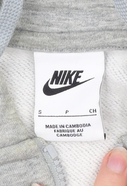 Nike Men’s Grey S Full Zip Hoodie Sweatshirt with Logo
