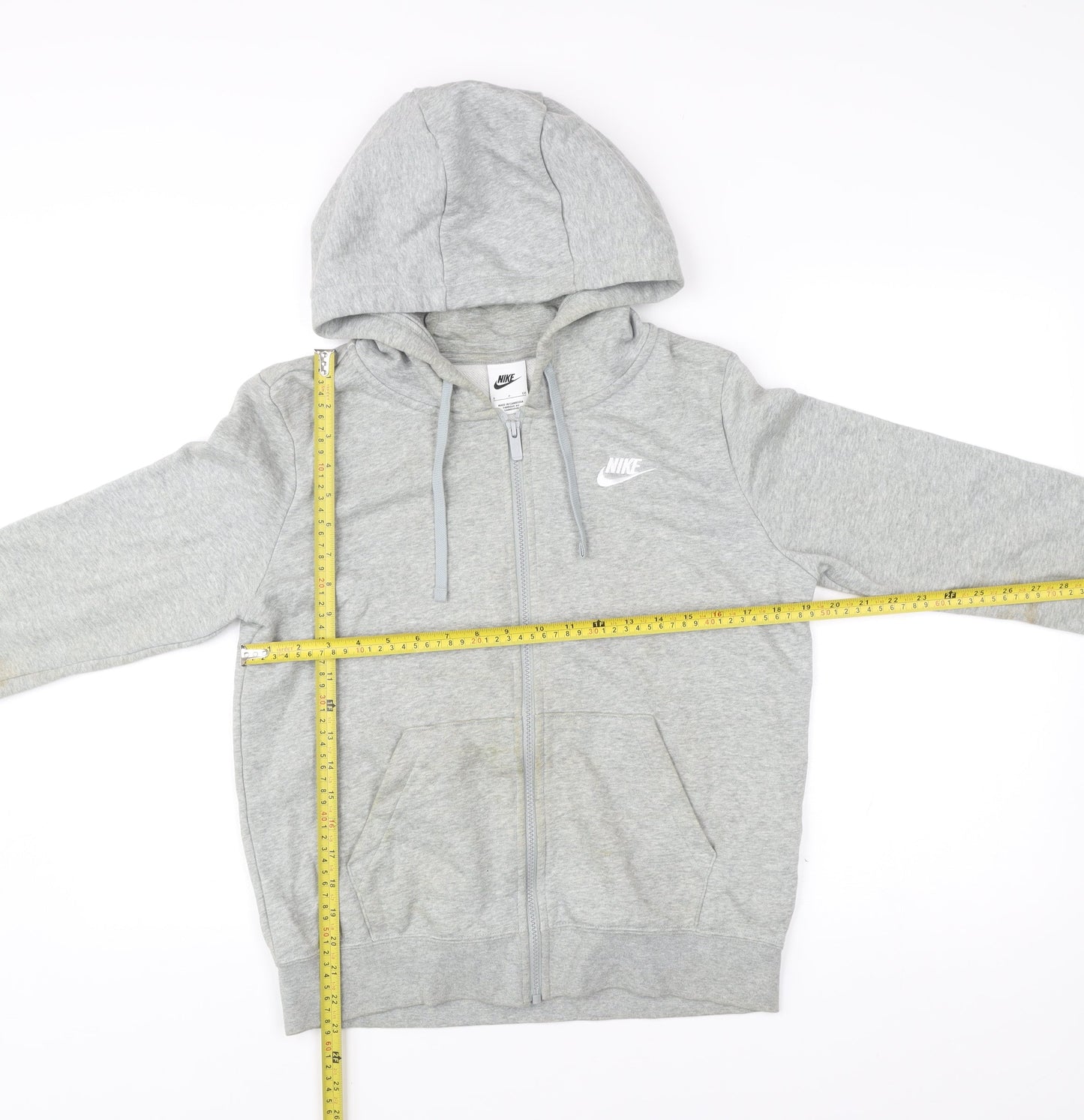 Nike Men’s Grey S Full Zip Hoodie Sweatshirt with Logo