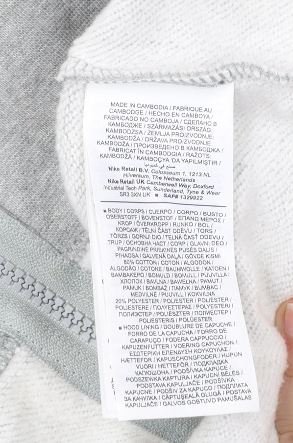 Nike Men’s Grey S Full Zip Hoodie Sweatshirt with Logo