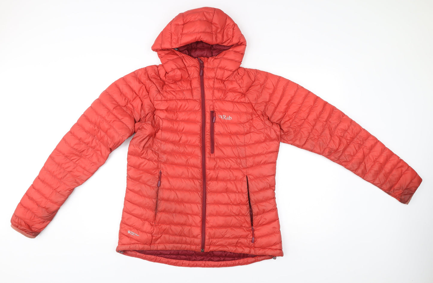 Rab Womens Red Size 14 Hooded Down Puffer Jacket Coat