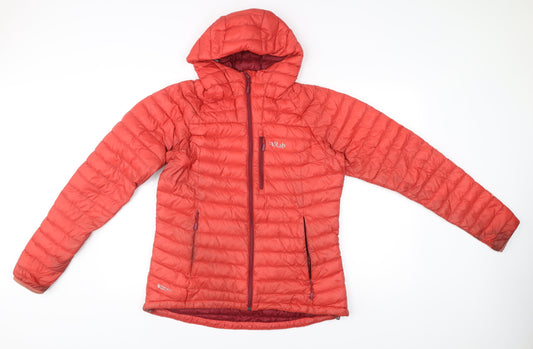 Rab Womens Red Size 14 Hooded Down Puffer Jacket Coat