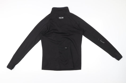 TCA Mens Black Small 1/4 Zip Sweatshirt Mock Neck Athletic Fit