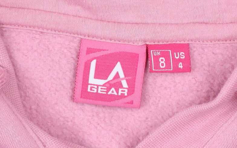 LA Gear Womens Pink Pullover Hoodie Size 8 Long Sleeve Casual