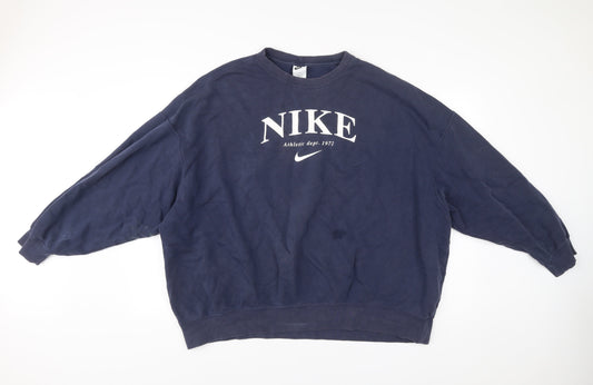 Nike Men’s Blue Medium Pullover Sweatshirt Logo Graphic