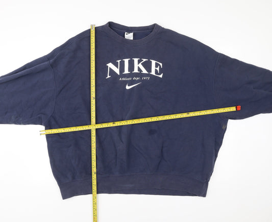 Nike Men’s Blue Medium Pullover Sweatshirt Logo Graphic