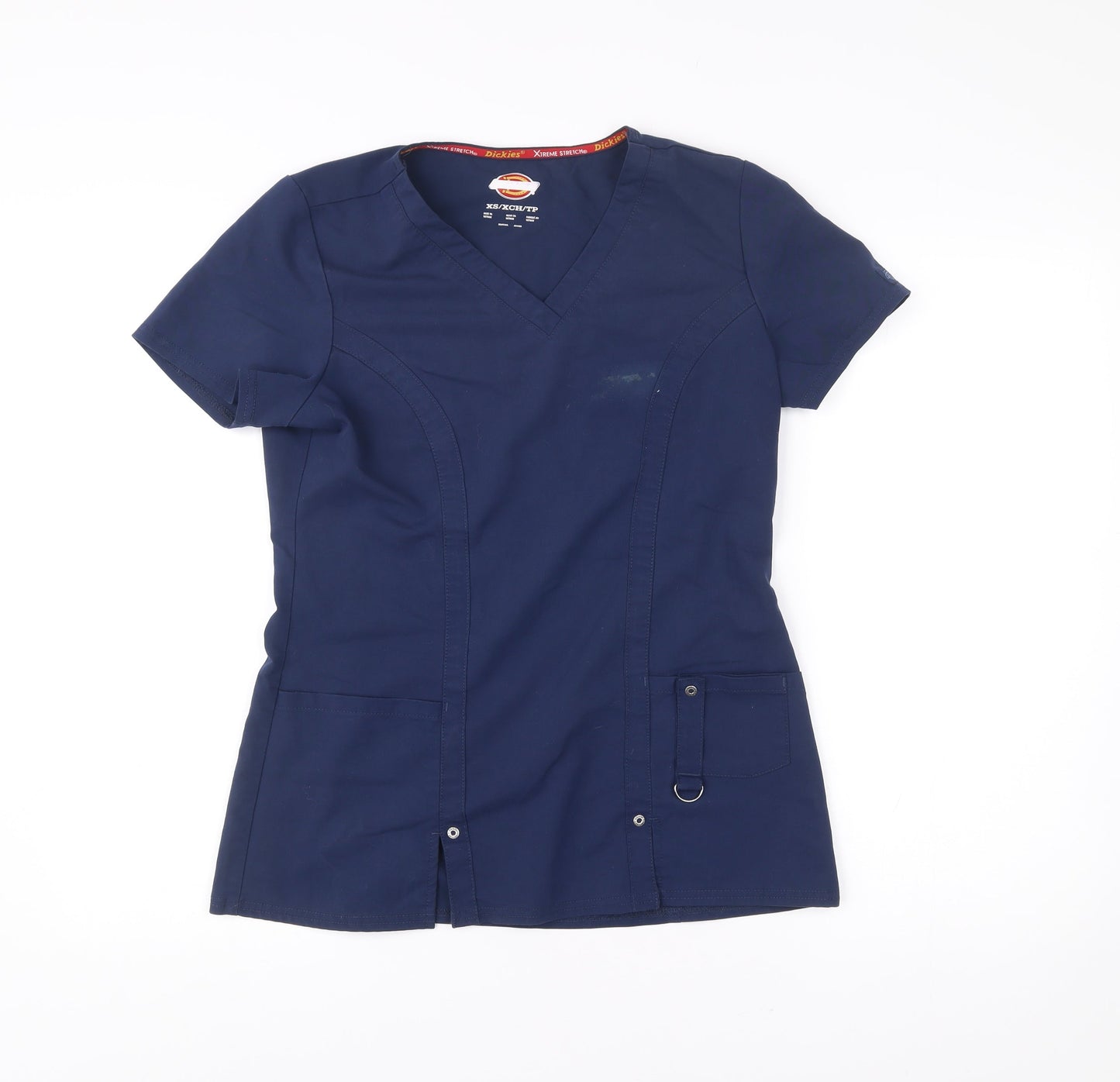 Dickies Womens Blue XS V-Neck Tunic Workwear Scrub Top