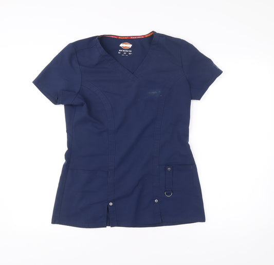 Dickies Womens Blue XS V-Neck Tunic Workwear Scrub Top
