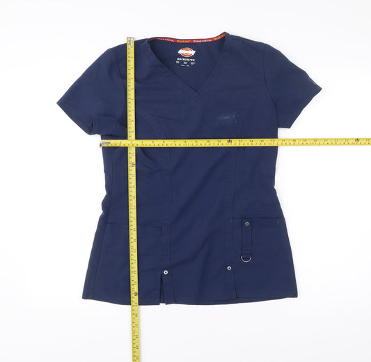 Dickies Womens Blue XS V-Neck Tunic Workwear Scrub Top