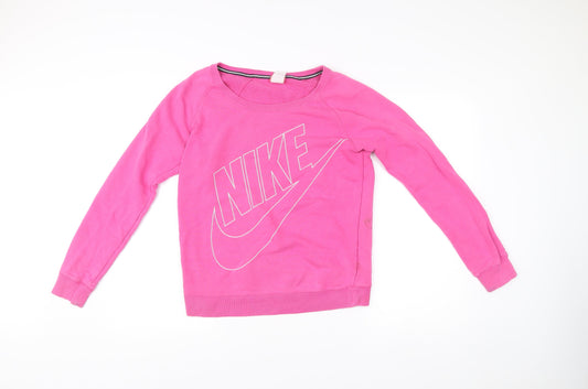 Nike Women’s Pink Small Logo Pullover Sweatshirt Long Sleeve