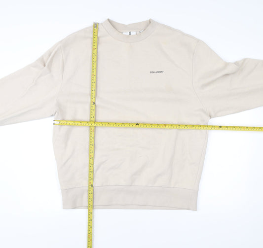 Collusion Men’s Beige Pullover Sweatshirt Medium Crew Neck