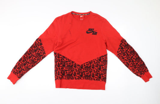Nike Men’s Red Graphic Logo Sweatshirt Size S Pullover Cotton
