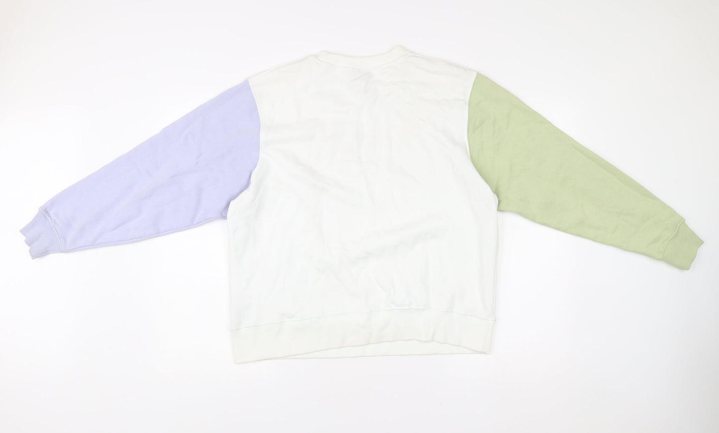 Nike Men’s White Green Blue Pullover Sweatshirt M Logo Crew Neck