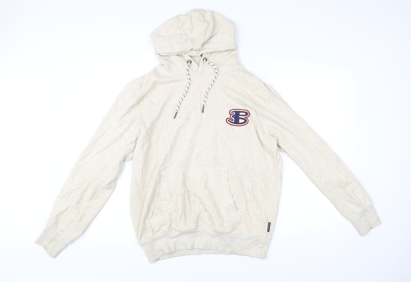 Ben Sherman Men’s Beige Pullover Hoodie L Logo Embroidered