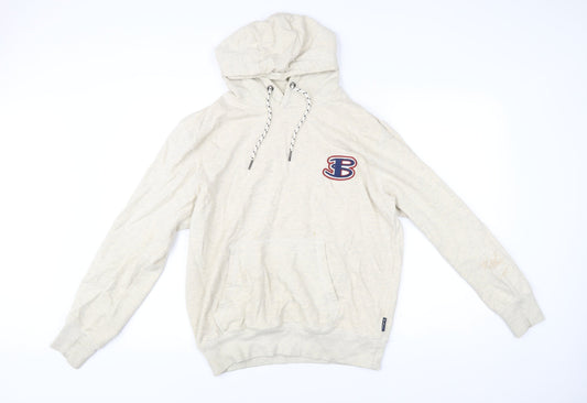 Ben Sherman Men’s Beige Pullover Hoodie L Logo Embroidered