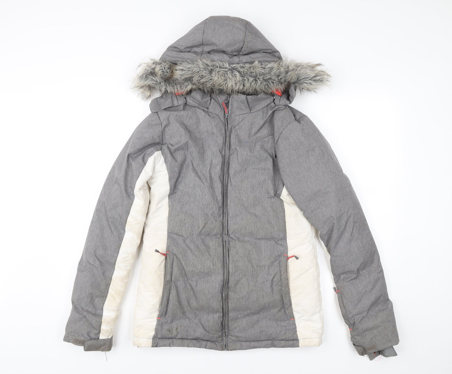 Mountain Warehouse Girls Grey Ivory Ski Jacket Coat 13 Years Hooded Winter