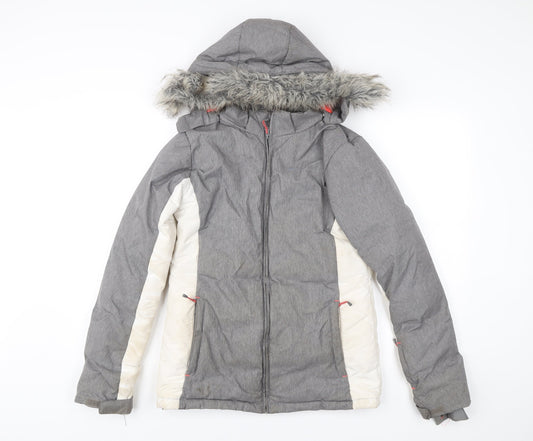 Mountain Warehouse Girls Grey Ivory Ski Jacket Coat 13 Years Hooded Winter