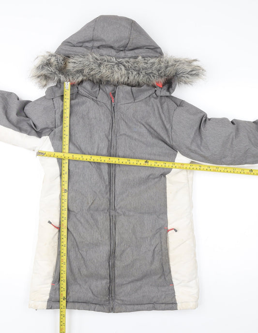 Mountain Warehouse Girls Grey Ivory Ski Jacket Coat 13 Years Hooded Winter