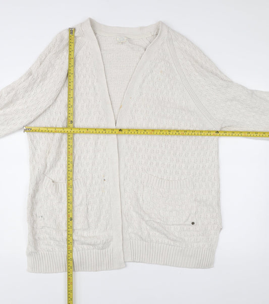 Fat Face Women’s White Size 20 Open Knit Long Sleeve Cardigan