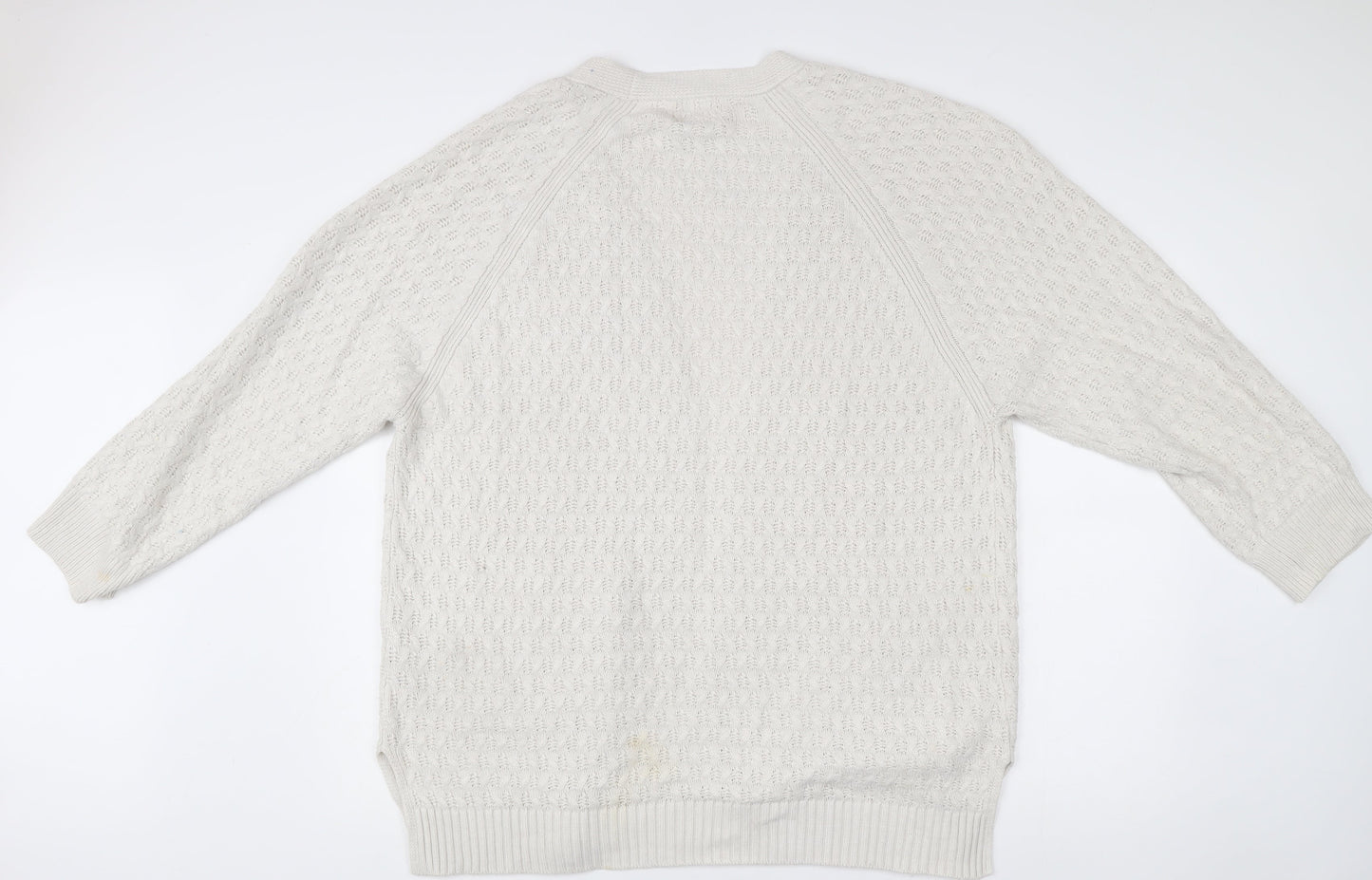 Fat Face Women’s White Size 20 Open Knit Long Sleeve Cardigan