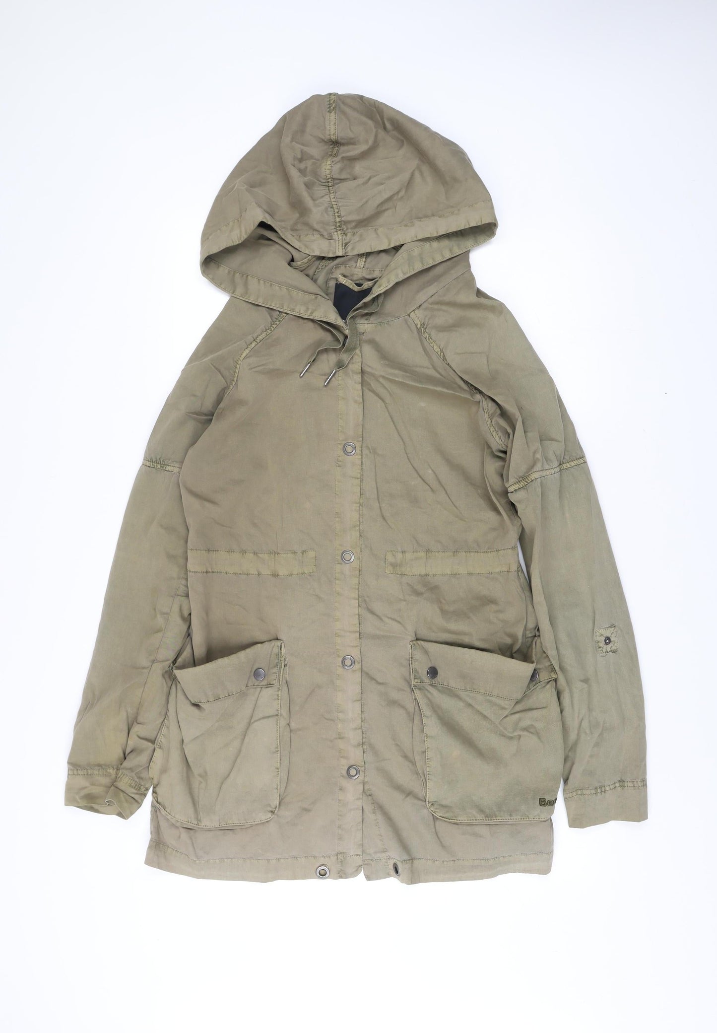 Bench Womens Green Cotton Parka Jacket Size S Hooded Outdoor