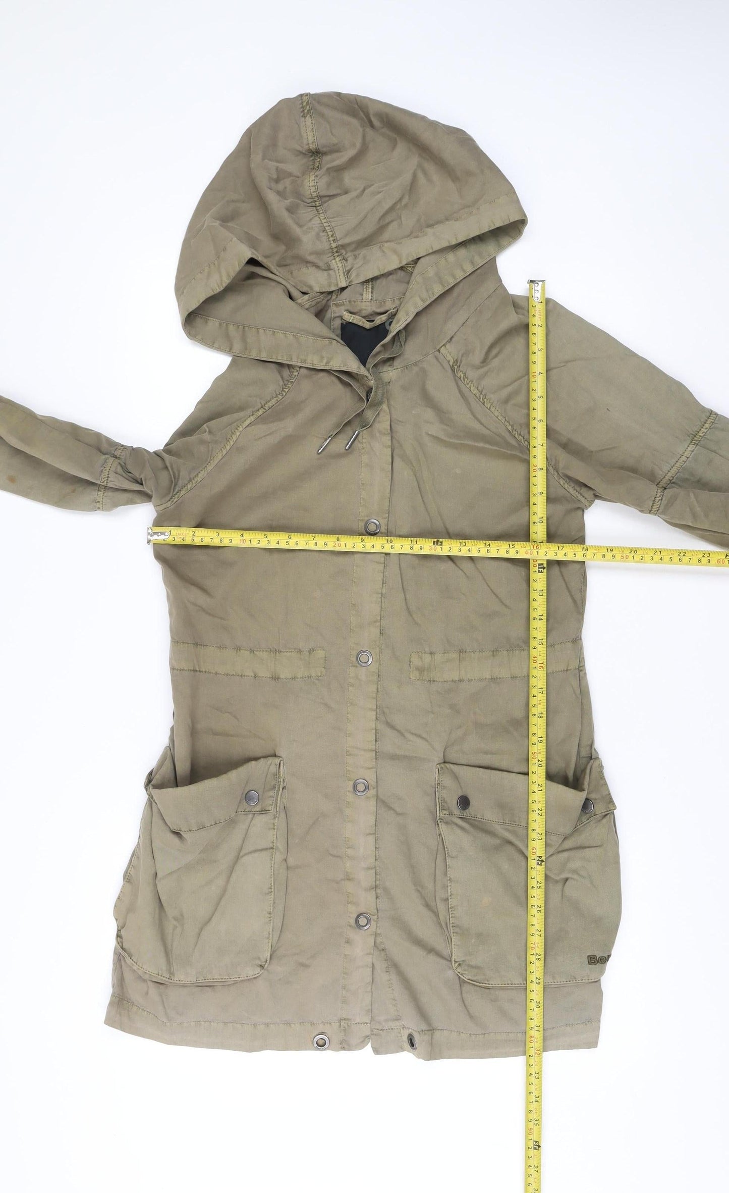 Bench Womens Green Cotton Parka Jacket Size S Hooded Outdoor