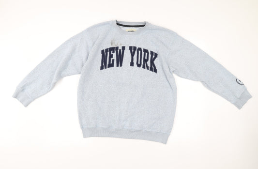 New York Popular Mens Grey Sweatshirt L Crew Neck Pullover Logo