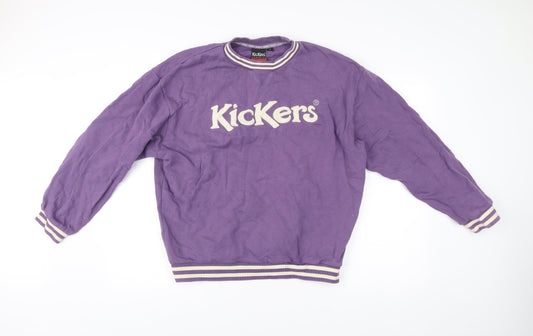 Kickers Mens Purple Sweatshirt L Regular Fit Crew Neck Logo Vintage