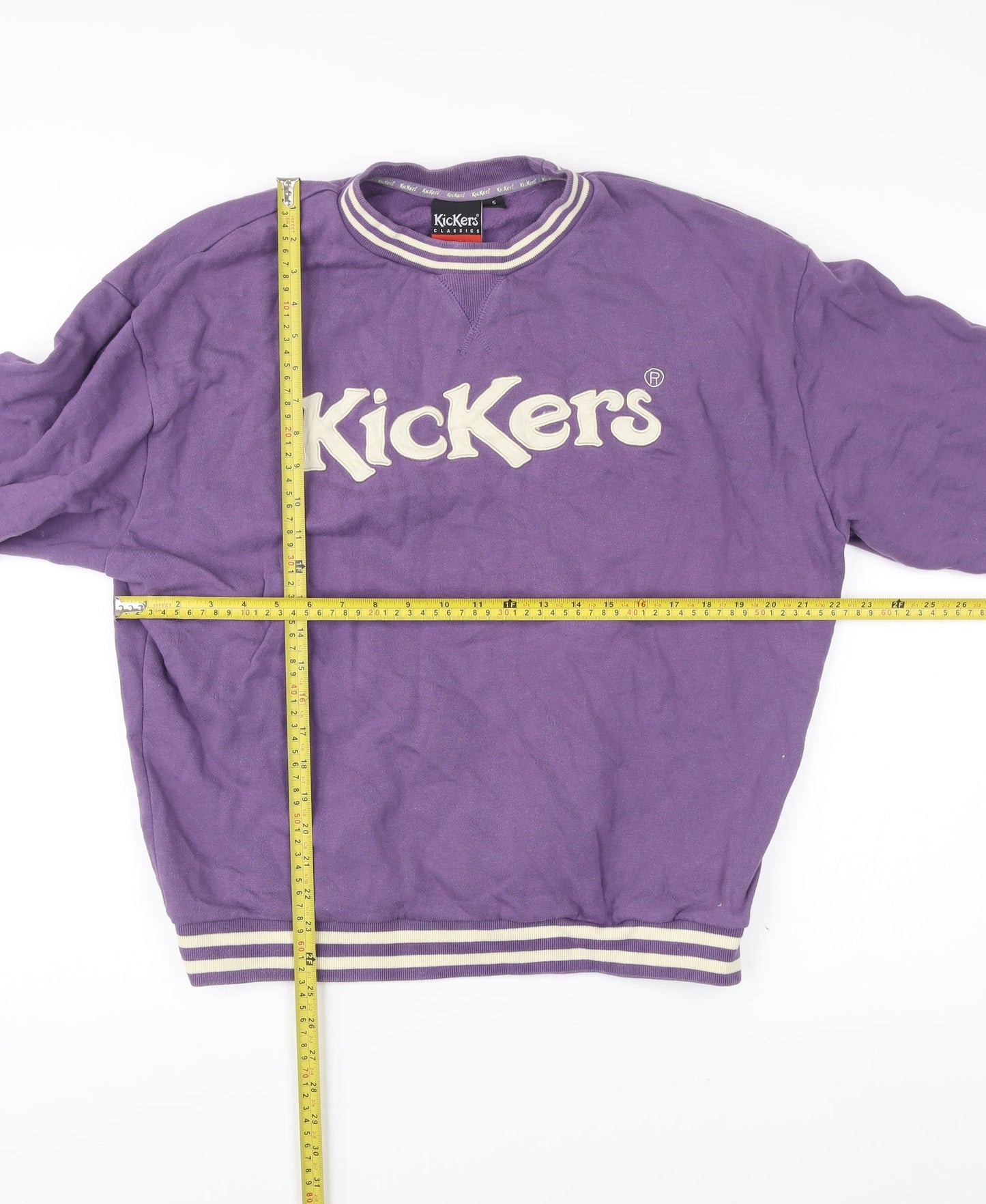 Kickers Mens Purple Sweatshirt L Regular Fit Crew Neck Logo Vintage